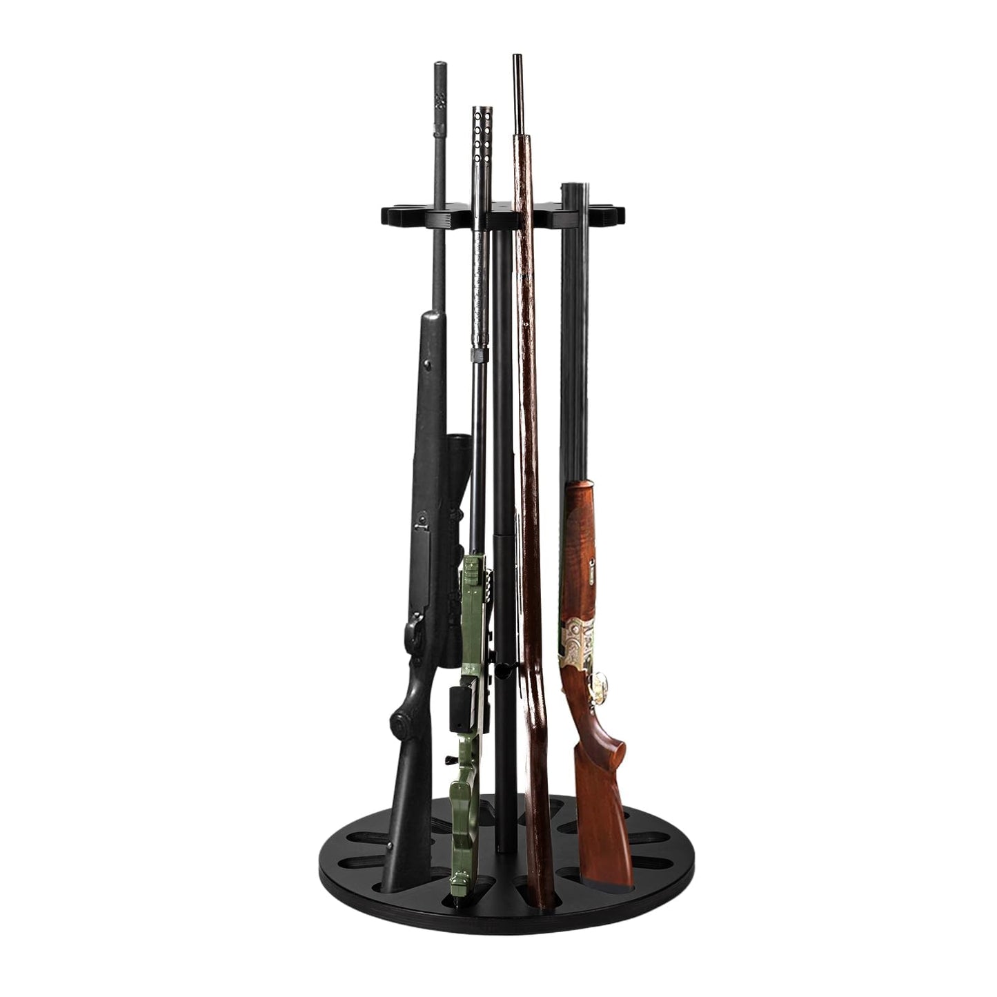 amoard Gun Rack, Heavy Solid Wood Rifle & Shotgun Holder, Up to 12 Gun Capacity Display Storage with Soft Padding, Gun Safe Organizer Indoor Gun Racks (Black) - WoodArtSupply