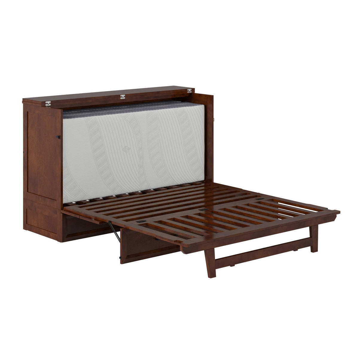 AFI, Tucson Queen Wood Murphy Bed Chest with 6" Mattress, Storage Drawer & Built-in USB Charger, Walnut AFI