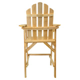 Ready-to-Finish Balcony Tall/Counter High Adirondack Chair with Footrest for Outdoor Outside Garden - Unfinished Natural Wood Bar Chair Westcharm