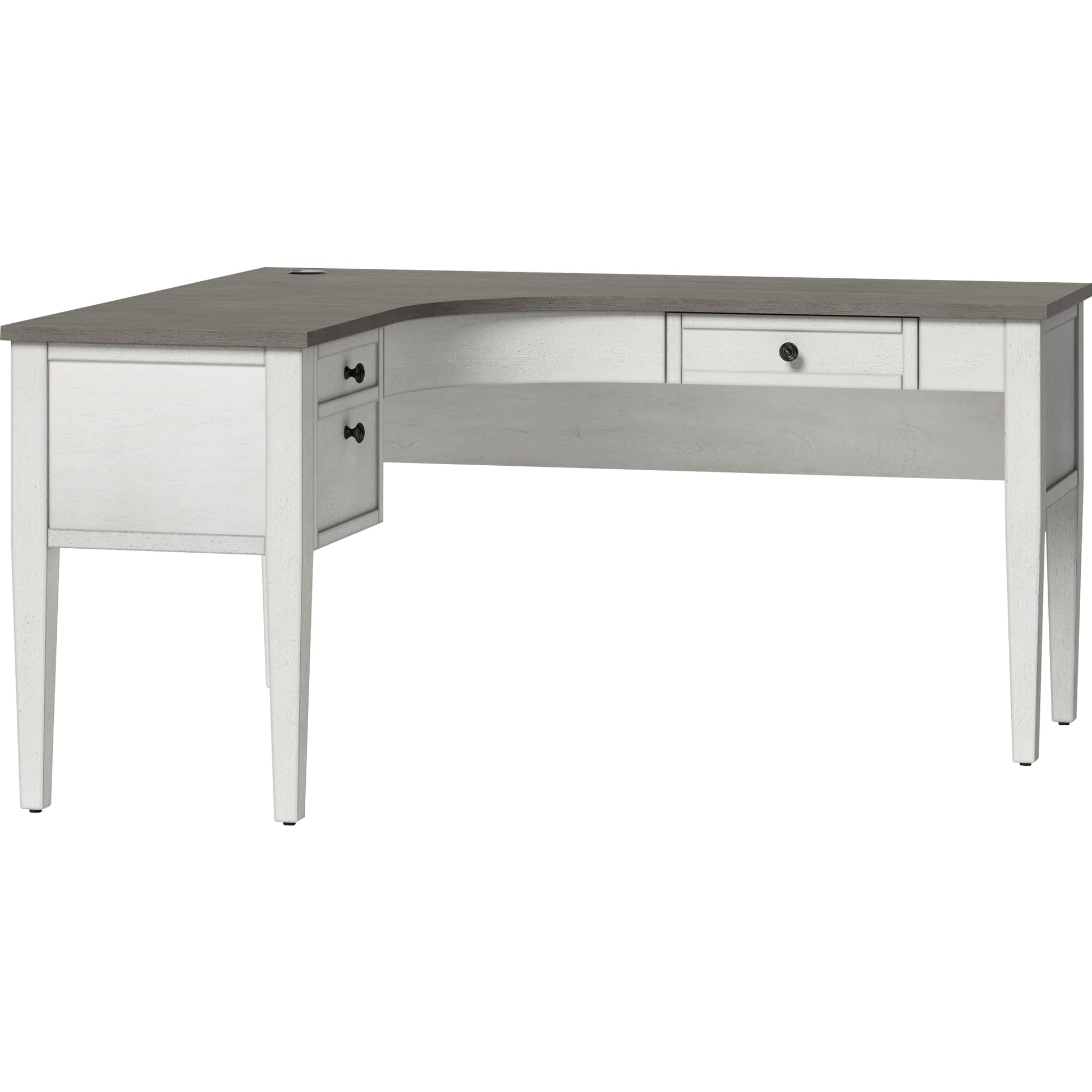 Whalen® Lagron 60" W Wood L-Shaped Corner Desk, Arctic White/Shadow Gray - WoodArtSupply