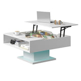 HedoAjim White 30.7" Lift Top Coffee Table with Storage, Square Led Coffee Table with Large Hidden Storage, Wood Living Room Table Led Center Table for Dining Reception Room HedoAjim