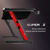 Homall Gaming Desk, Computer Desk with Carbon Fiber Surface, Gaming Table Z Shaped PC Gaming Workstation Home Office Desks with Cup Holder and Headphone Hook (44 inch, Black) Homall