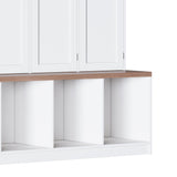 Merax Hall Tree with Entryway Bench and Shoe Cabinet, Multi-Functional Seating Bench with 4 Hanging Hooks and 8 Doors, White Merax