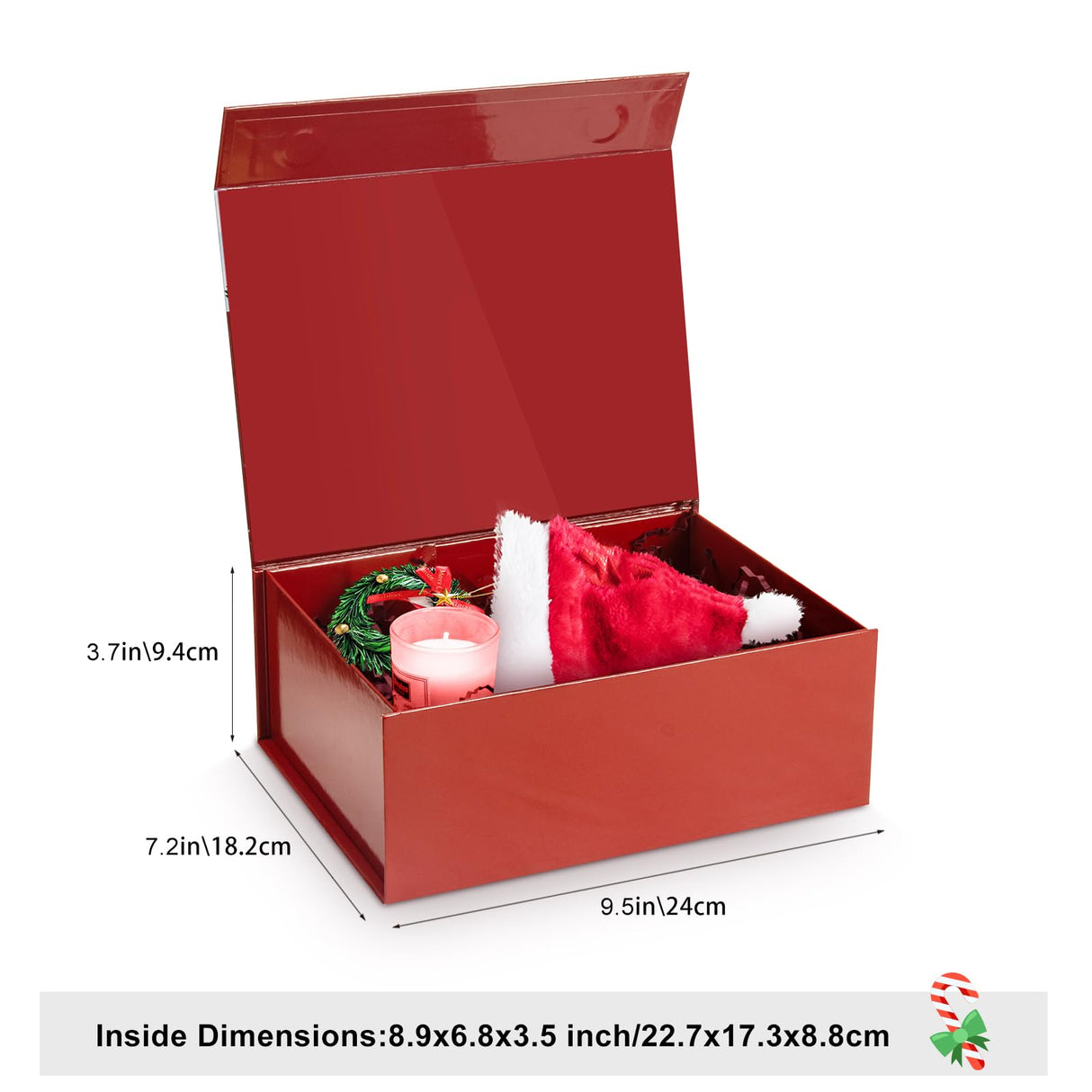 Christmas Gift Boxes with Lids, 9x7x3.5 Inches Luxury Xmas Eve Gift Box, Collapsible Red Gift Boxes with Magnetic Closure for Presents Wrapping Gifts CHARMGIFTBOX