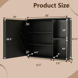 Giantex Medicine Cabinet, Bathroom Wall Cabinet with Mirror Door, 2 Adjustable Shelves, 2 Open Shelves, Vanity Mirrored Cabinet, Over The Toilet Storage Cabinet for Laundry Room Entryway, Black Giantex