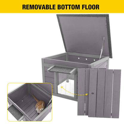 Aivituvin Feral Cat House Waterproof Outdoor Indoor Rabbit Hutch for Bunnies,Cats,Dogs and Other Small Animals,Asphalt Roof - WoodArtSupply