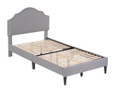PayLessHere Upholstered Twin Platform Bed Frame Mattress Foundation with Fabric Headboard and Wooden Slats Support, Fully Upholstered No Box Spring Needed Non-Slip and Noise-Free PayLessHere