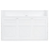 SOFTSEA Twin XL Size Horizontal Murphy Bed, Hideaway Wall Bed with Desk, Storage Shelves, LED Light & USB Ports, Space-Saving Foldable Cabinet Bed Frame for Guest Room, Bedroom, Office, White SOFTSEA