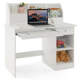Costzon Kids Study Desk with Hutch and Storage - White Wooden Workstation for Children Costzon