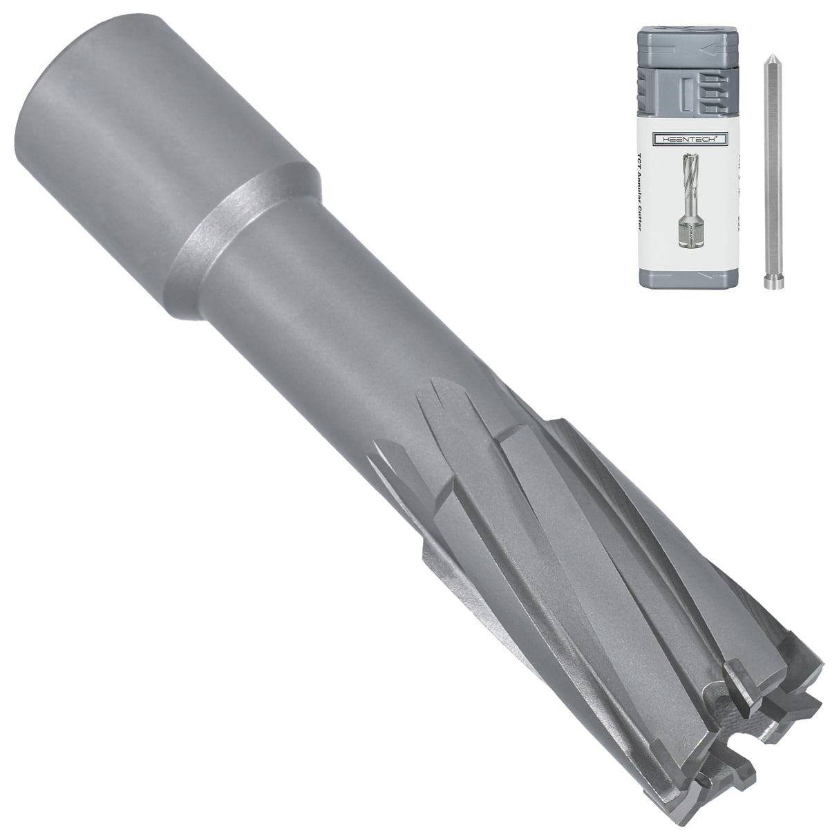 KEENTECH Carbide-Tipped Annular Cutter, 3/4" Diameter x 2" Depth, 3/4" Weldon Shank (2 Flat), High Speed Cutting TCT Mag Drill Bit with Pilot Pin for Harder Material, Stainless Steel, Cast Iron KEENTECH