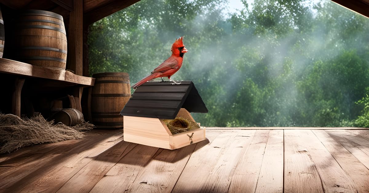 Cedar Open Nesting Box - Cardinal Swallow Bird House Shelter Shelf -Suet Cake Bird Feeder - Birdhouse for Pheobe,Blackbird,Robins,Doves DIY Birdhouse Feeder Kits for Adults.