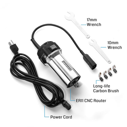 Genmitsu 710W Compact Router 65mm Diameter, 6 Variable Speeds Palm Trimmer Router, with ER11 Collet & 4 Carbon Brushes, Spindle Motor Upgrade for CNC Machines - WoodArtSupply