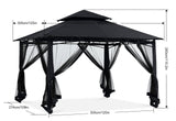 ABCCANOPY Gazebos for Patios 10x12 - Outdoor Steel Frame Gazebo with Mosquito Netting for Lawn Backyard Garden Deck (Black) ABCCANOPY