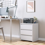 FOTOSOK White Nightstand with 3 Drawers, White Bedside Table Night Stand for Bedroom with Cut-Out Handle, Sofa Side Table 3 Drawer Nightstand for Bedroom, 17.7W*15D*21.7H FOTOSOK