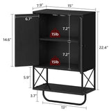 MAHANCRIS Bathroom Wall Cabinet with 2 Door and Adjustable Shelf, Farmhouse Medicine Cabinet with Towel Rack, 3-Tier Wall Mounted Storage Cabinet Over The Toilet for Bathroom Laundry Room, Black MAHANCRIS