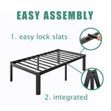 LAKKURI 14 Inch High Twin Bed Frame No Box Spring Needed, Platform Metal Bed Frame Twin, Heavy Duty, Noise Free, Easy Assembly, Black LAKKURI