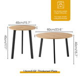 HOMPUS Modern Round Coffee Table, 23.6'' Small Nesting Coffee Table Set of 2, Accent Wood Coffee Tables, Nested Table for Living Room, Bedroom (Original Wood) HOMPUS