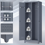 GEDELITE Metal Garage Storage Cabinets - 65" Broom Closet Storage Cabinet with Doors and Shelves,Utility Cleaning Supply Cabinet for Garage,Laundry,Office,Home (Gray, 65" H) GEDELITE