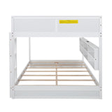 Harper & Bright Designs Queen Over Queen Bunk Bed with Built-in Storage Cabinets, Charging Station, Ladder and Safety Guardrails, Solid Pine Wood Bunk Bed, White Harper & Bright Designs