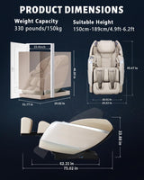 RelaxRelife 4D Full Body Massage Chair with Flexible 166° Track, Reading Light, 18 Massage Modes, 11 Techniques, 36 Airbags, Zero Gravity Recliner with Yoga Stretch and Foot Massage Beige RelaxRelife
