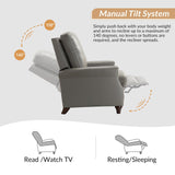 HULALA HOME Genuine Leather Recliner Chair, Classic Push Back Recliner Armchair with Thick Seat and Backrest, Comfy Adjustable Home Theater Single Recliner w/Nailhead Decor for Living Room (Dove) HULALA HOME