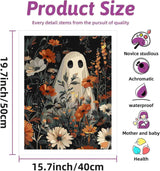 DYAIANGMU Halloween Paint by Numbers Kit for Adults Beginner,Ghost Flower Paint by Number Kits on Canvas for Adults Beginner,Digital Oil Painting Kits for Home Wall Decor 19.6X15.7 inch (with Frame) DYAIANGMU