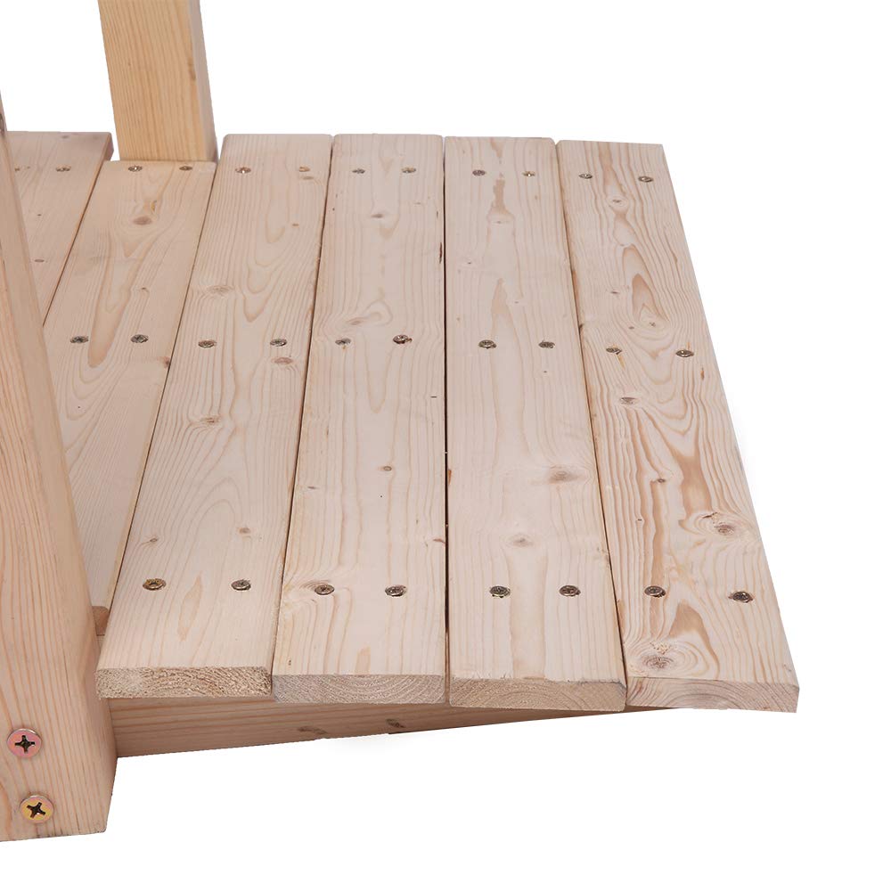 Volowoo Garden Bridge,Wooden Arc Bridge with Rails for Garden,Classic Decoration for Landscaping，Backyard Creek Pond or Farm (59.06 x 26.38 x 22.05)‘’ Volowoo