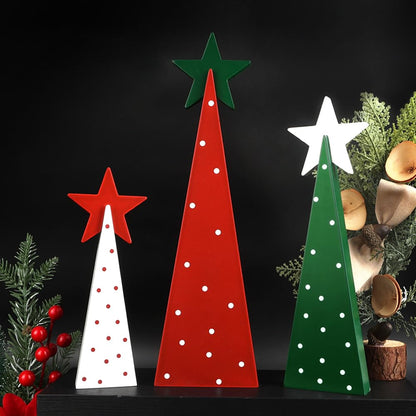 Christmas Decorations Indoor, Christmas Decor - 3 PCS Wooden Table Top Christmas Tree Signs with Stars for Home, Table, Fireplace Mantel, Shelf, Office Desk, Party Decor - Xmas Holiday Decorations