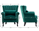ZETZU Mid Century Modern Accent Chair Upholstered Armchair Comfy Velvet Fabric Single Sofa with Lined Wingback for Small Spaces Bedroom Living Room, Velvet Green, 30.1D x 30.5W x 35H in ZETZU