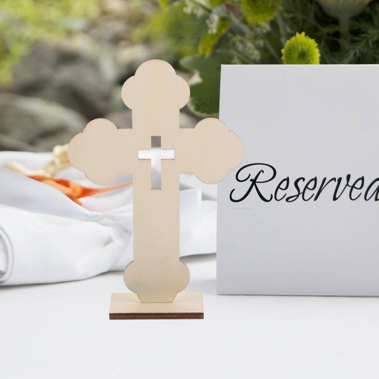 LOGOFUN 10pcs Wooden Cross Ornament Churches Wood Cross With Stand Crafts Wooden Standing Cross Statue for Home Wedding Church Decoration LOGOFUN