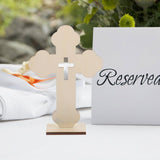 LOGOFUN 10pcs Wooden Cross Ornament Churches Wood Cross With Stand Crafts Wooden Standing Cross Statue for Home Wedding Church Decoration LOGOFUN