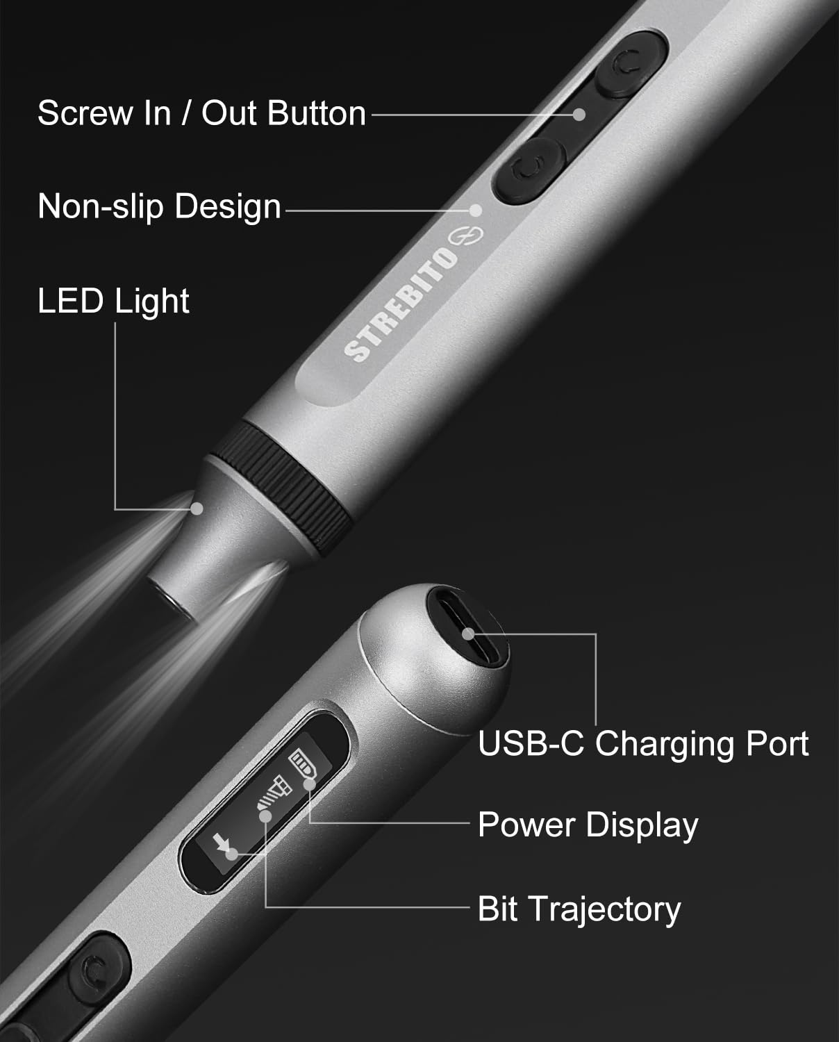 STREBITO 3.7V Mini Electric Screwdriver, 42-in-1 Precision Electric Screwdriver Kit, 36 S2 Magnetic Bits, Mini Power Screwdriver with Display, Electric Screwdriver Cordless for Electronic Lap - WoodArtSupply