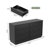 Gyfimoie 6 Drawer Dresser with Power Outlet and LED Light, Modern Floating Storage Dresser for Bedroom, Living Room Gyfimoie
