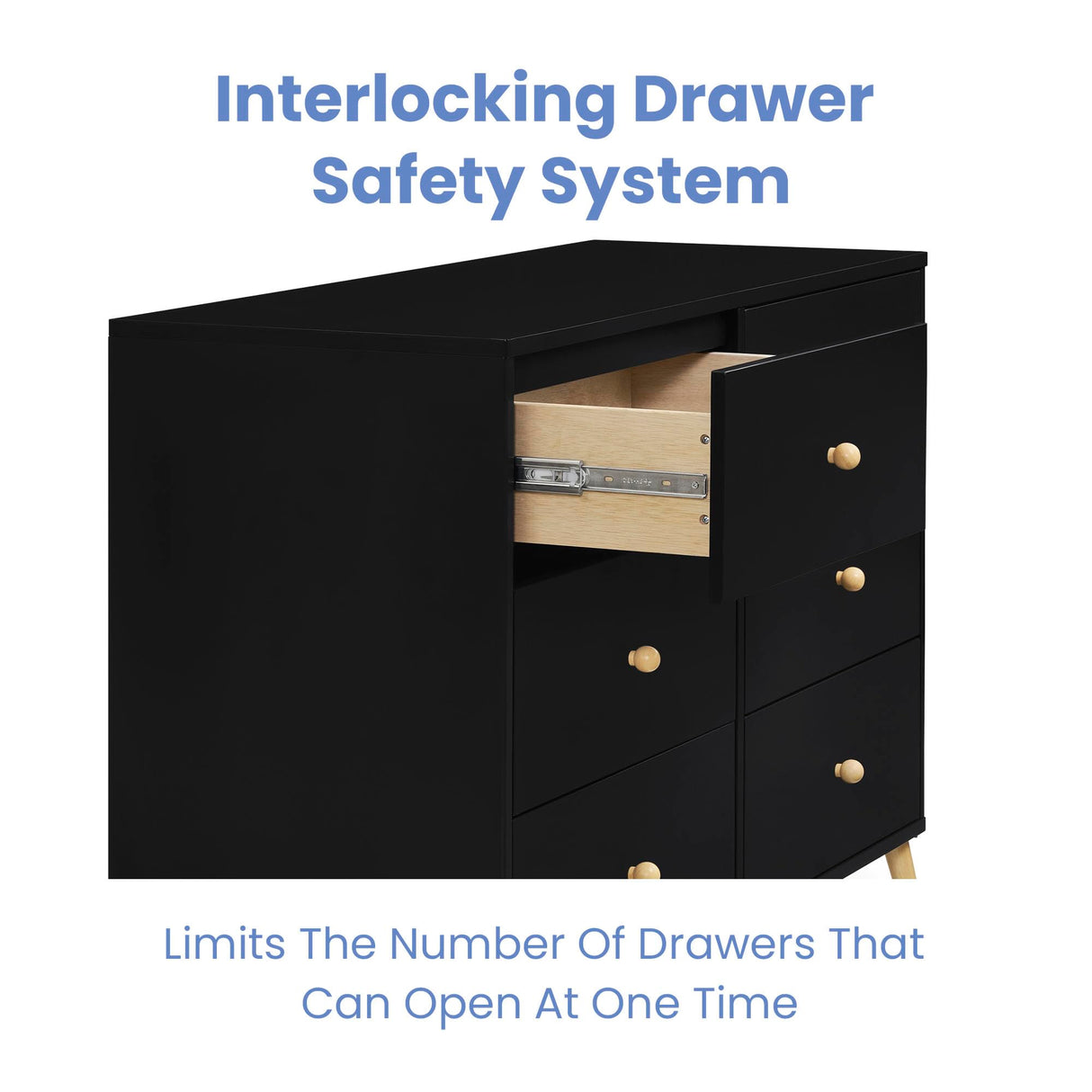 Delta Children Essex 6 Drawer Dresser, Black/Natural Delta Children