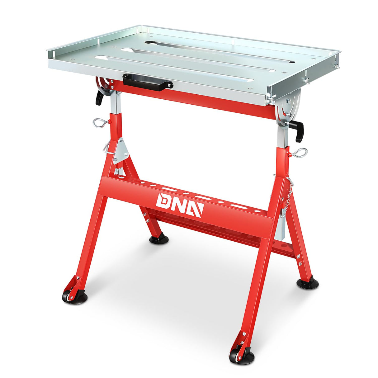 DNA MOTORING Carbon Steel Welding Table 30'' x 20'' 400lbs Loding Capacity, Adjustable Angle & Height, Portable Work Bench with 2 Fixed Wheels, TOOLS-00461 DNA MOTORING