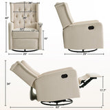 ABAKAN Swivel Rocker Recliner Chair, 360 Degree Nursery Rocking Recliner, Linen Glider Chair with Button Tufted Wingback Chair, for Living Room, Bedroom,Ash Beige ABAKAN
