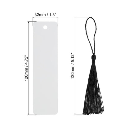 PATIKIL 4.72" x 1.3" Blank Metal Bookmark, 10 Pack Heat Transfer Rectangle Book Marks Page Markers Tassel for Women Book Lover DIY Project Gift, Black