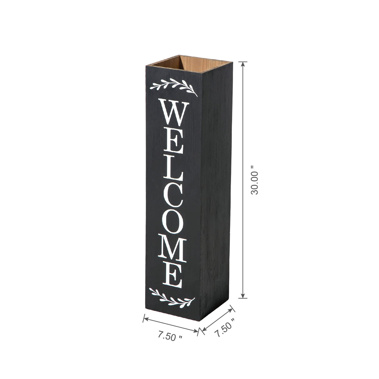 Glitzhome 30"H Wooden Rustic WELCOME Porch Sign, Boxed Double Sided Rustic Home Porch Sign for Front Porch Decor, Black glitzhome