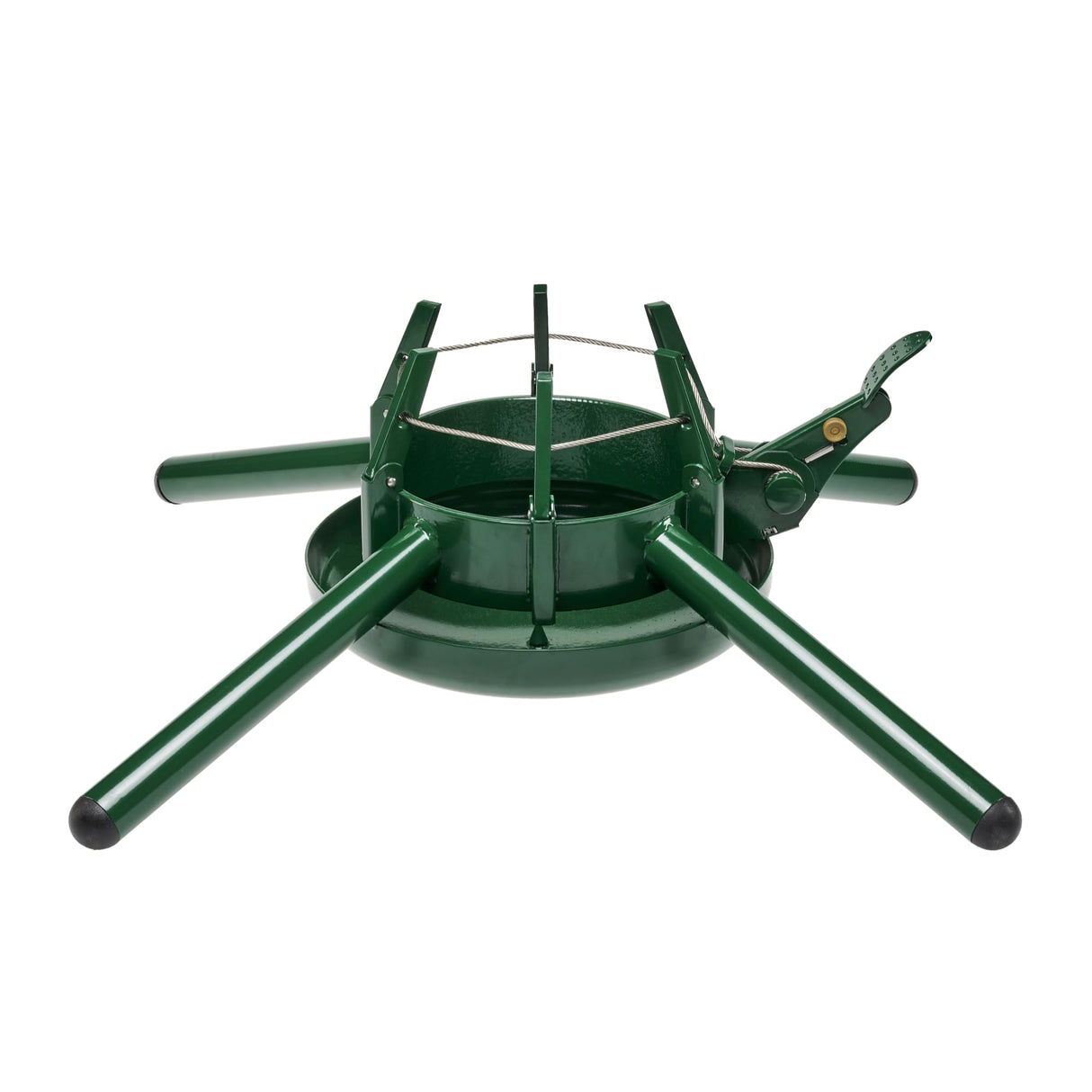KRINNER Christmas Tree Genie Steel - Green Tree Stand - Original Single Cable Operation, Holds up to 15 ft Live Trees - Foot Pedal Setup & Water Reservoir - 4 Stabilizing Feet, German Made Krinner