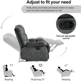 CANMOV Manual Recliner Chair, Single Reclining Sofa with Overstuffed Backrest and Armrest for Living Room, Bedroom Furniture, Grey CANMOV