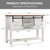 GAZHOME Entryway Table with Sliding Barn Doors, 46'' Farmhouse Console Table with Storage, Rustic Sofa Table with Adjustable Shelf & Open Shelf for Entry Way, Hallway, Living Room, White GAZHOME