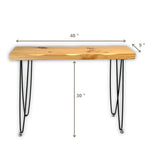 Kirpi Entryway Console Table Solid Wood, Narrow Sofa Table Midcentury Modern Live Edge, 40-inch Rustic Wood Hallway Table, Entry Table Farmhouse, Kirpi