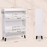 Homdox Shoe Storage Cabinet with 2 Flip Drawers, Farmhouse Narrow Shoe Cabinet with Barn Door Design, Freestanding Hidden Slim Shoe Organizer Cabinet for Entryway, Foyer, Hallway, White Homdox