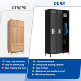 Towallmark Metal Storage Locker with 3 Doors, Metal Locker for Employees with 9 Hooks for Garage School Office Gym Home, Assembly Required, Black Towallmark