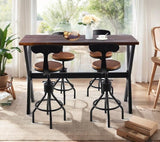 LOKKHAN 47.24" Rustic Brown Bar Table with Industrial Black Metal Frame - Perfect for Small Spaces LOKKHAN