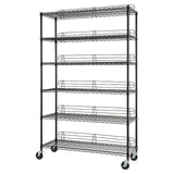 TRINITY Heavy Duty 6-Tier Adjustable Wire Shelving with Wheels and Backstands for Kitchen Organization, Garage Shelving, NSF Certified, 48” W x 18” D x 72-77” H, 800-4800 lb Capacity, Black TRINITY
