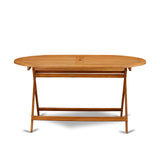 East West Furniture - DIFM5CWNA 5-Piece Mid Century Outdoor Table Set - A Mid Century Outdoor Table Oval Tabletop and 4 Patio Outdoor Chairs with Solid Back, Medium, Natural Finish East West Furniture