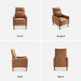 mopio Arthur Recliner Chair with 3 Positions, Accent Armchair, Mid Century Modern Reading Chair, High Back Padded Support Comfy Sleeper Armchair (Pecan Brown Faux Leather) mopio