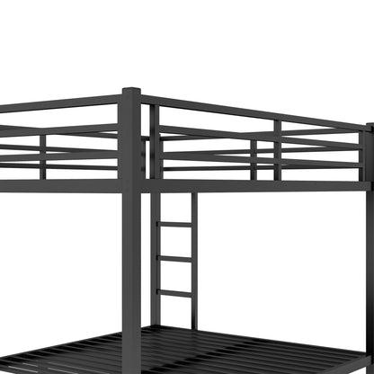 Queen Over Queen Bunk Bed for Adults, Queen Bunk Beds with 2 Ladder and Full Length Guardrail, Heavy Buty Metal Bunk Beds Queen Size/Queen Size Bunk Bed for Adults, Teens(Queen, Black)