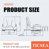 Universal Forklift Seat, Fold Down Tractor seat with Micro Switch for Tractor, Caterpillar Excavator Skid Loader Backhoe Dozer Telehandler TICSEA